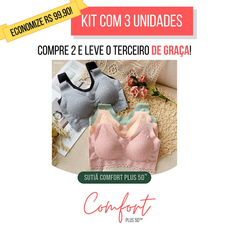 KIT 3 Unidades  Sutiã Comfort Plus 5D