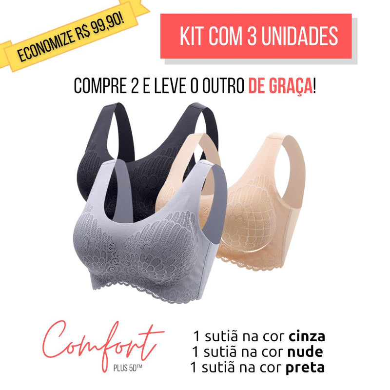 KIT 3 Unidades  Sutiã Comfort Plus 5D