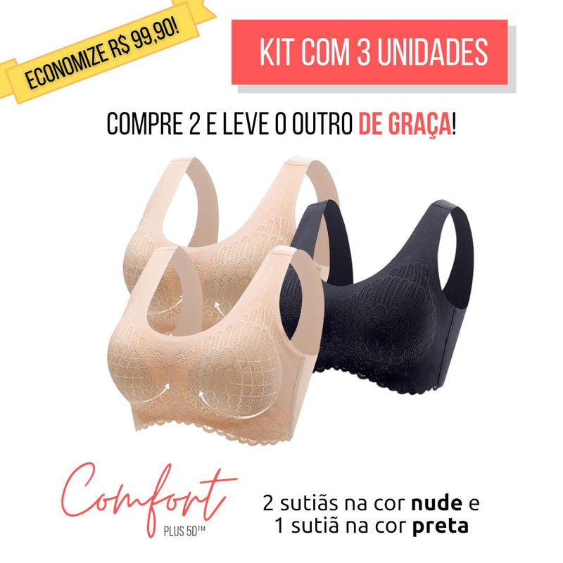 KIT 3 Unidades  Sutiã Comfort Plus 5D