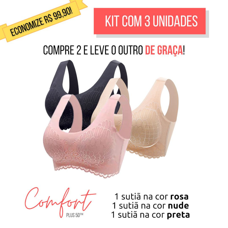 KIT 3 Unidades  Sutiã Comfort Plus 5D