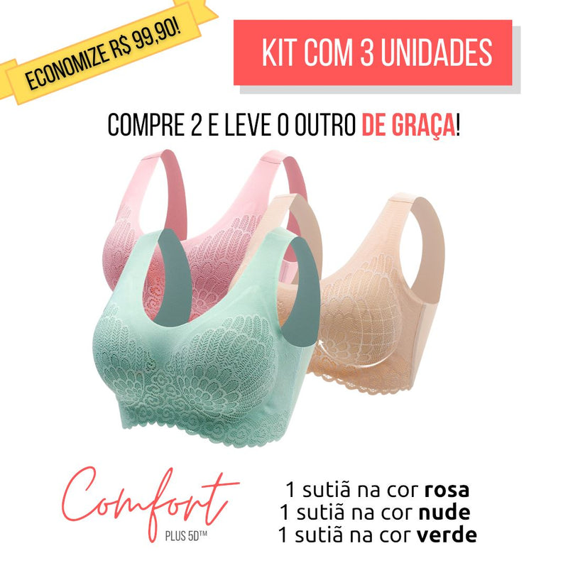 KIT 3 Unidades  Sutiã Comfort Plus 5D