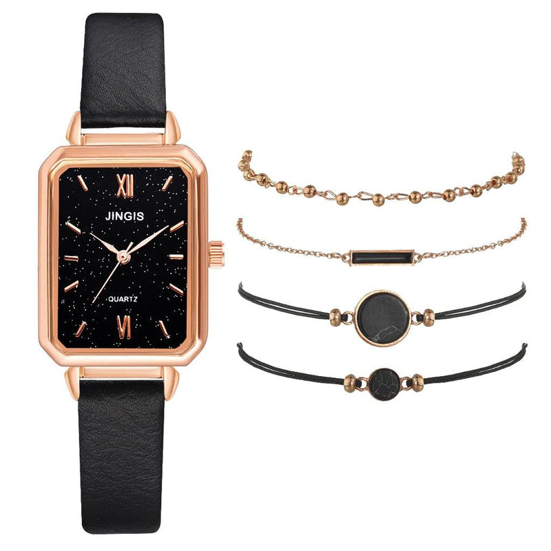 Relógio Feminino Luxury Gold + 4 Braceletes Grátis